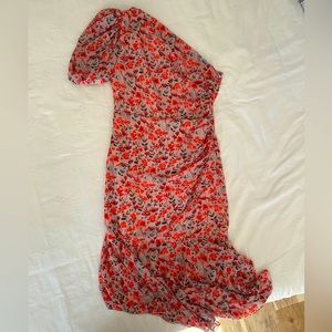 Beautiful one Shoulder Floral Print Riches Waist Dress